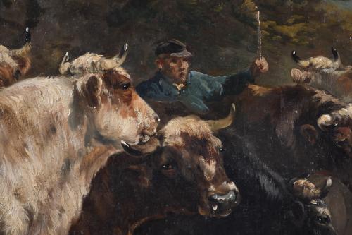 HENRY SCHOUTEN (1857/64-1927).  "COWS AND SHEPHERDS".