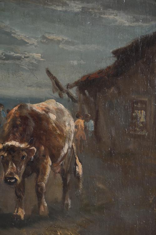 HENRY SCHOUTEN (1857/64-1927).  "COWS AND SHEPHERDS".