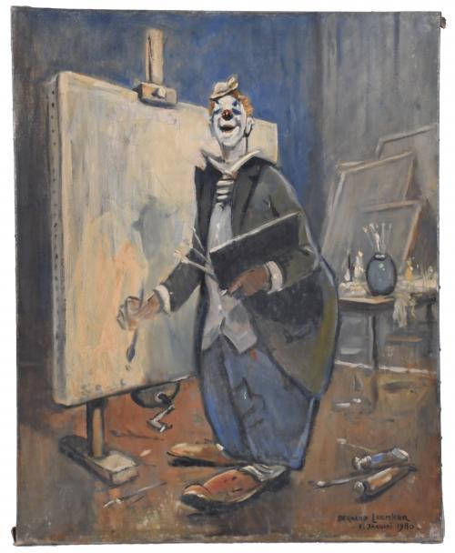 BERNARD LEEMKER (1899-1990).  "CLOWN PAINTING", 1980.