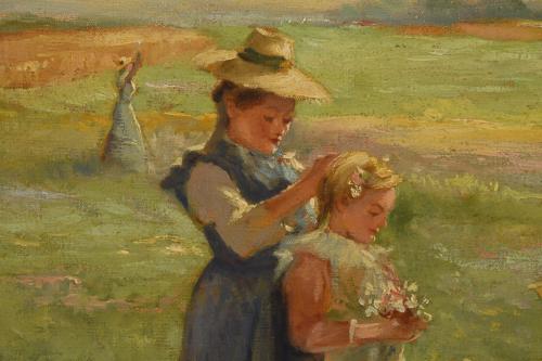 20TH CENTURY DUTCH SCHOOL. "FIELD WITH GIRLS".