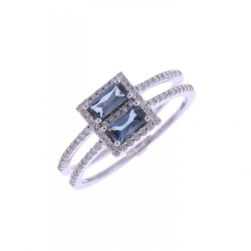 SAPPHIRE AND DIAMONDS DOUBLE RING.