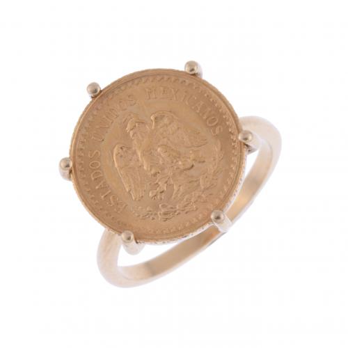 RING WITH A 2 PESO MEXICAN COIN.