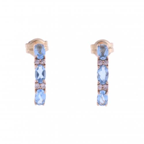 PENDIENTES MEDIAS CRIOLLAS CON TOPACIOS Y DIAMANTES.