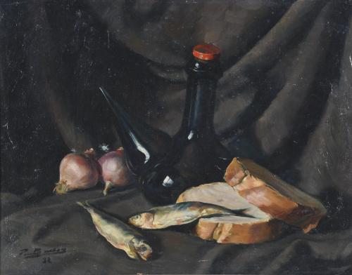 20TH CENTURY SPANISH SCHOOL. "STILL LIFE WITH SARDINES", 1932.