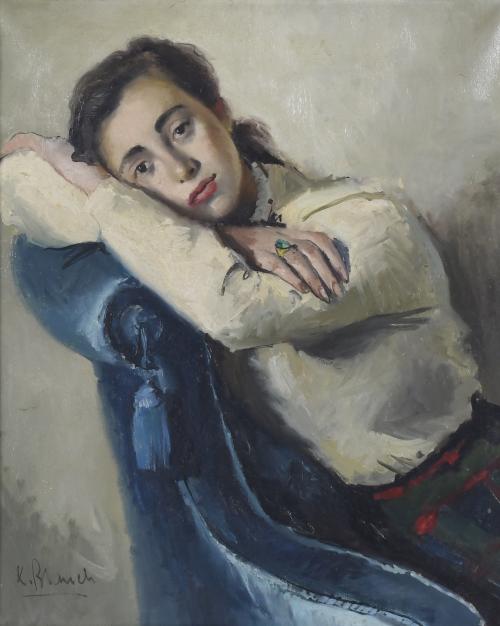 XAVIER BLANCH PLA (1918-1999).  "GIRL LYING DOWN".