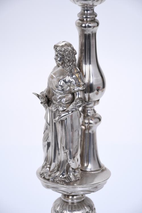 PAIR OF ALPHONSINE CANDELABRA IN SILVER, EARLY 20TH CENTURY.