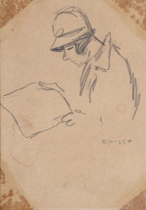 RICARD OPISSO (1880-1966). Study for "JOVEN LEYENDO EL DIAR