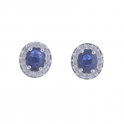 PENDIENTES CON ZAFIRO Y DIAMANTES.