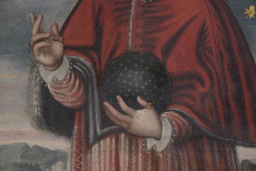 17TH CENTURY SPANISH SCHOOL.  "SALVATOR MUNDI AS A CHILD".