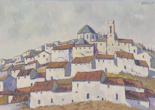 VICENTE GARCÍA FERRANDO (1930).  "VILLAGE WITH WHITE HOUSES", 1971.