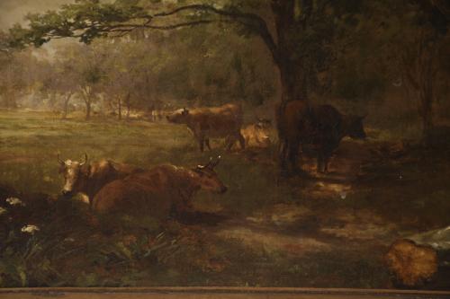 18TH CENTURY ENGLISH SCHOOL. "LANDSCAPE WITH COWS".