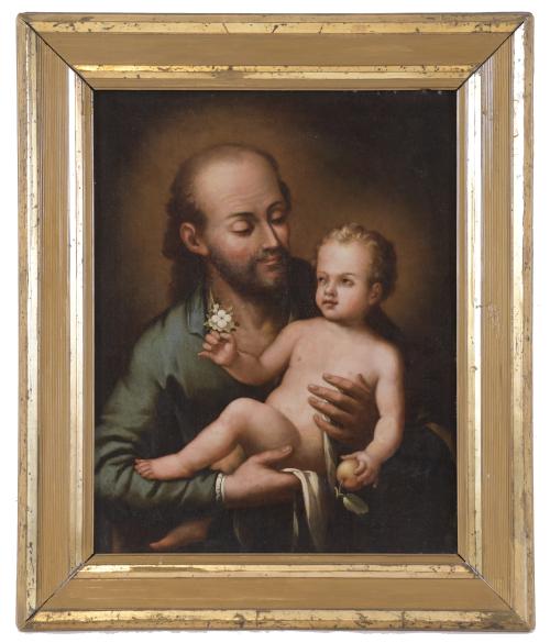 18TH CENTURY, SPANISH SCHOOL. "SAINT JOSEPH AND THE CHILD".