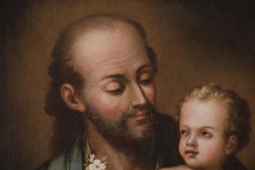 18TH CENTURY, SPANISH SCHOOL. "SAINT JOSEPH AND THE CHILD".