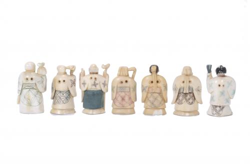 20TH CENTURY CHINESE SCHOOL. SEVEN BONE FIGURINES DEPICTING