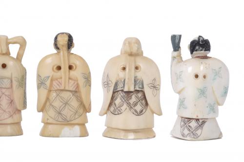 20TH CENTURY CHINESE SCHOOL. SEVEN BONE FIGURINES DEPICTING