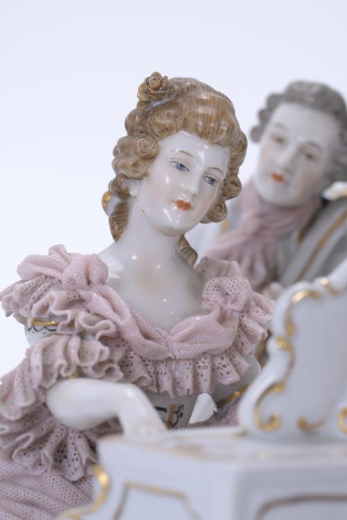 CAPODIMONTE MANUFACTURE. FIGURAL GROUP WITH MUSICAL SCENE, 