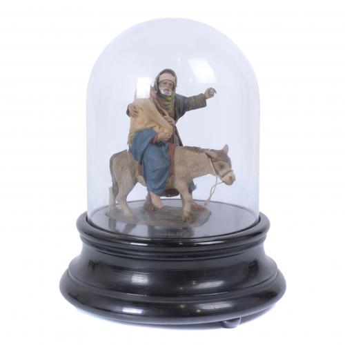 MANUEL MUNS FERRERS (1903-1995). NATIVITY SCENE FIGURINE OF THE HOLY FAMILY ON A DONKEY.