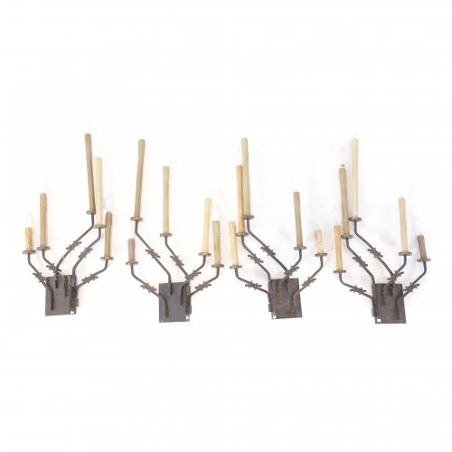 PERE COSP I VILLARÓ (1907-2007).  FOUR WALL-MOUNTED CORNER CANDELABRA, CIRCA 1960.