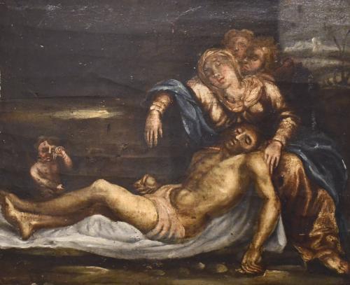 17TH-18TH CENTURY SPANISH OR ITALIAN SCHOOL. "RECUMBENT CHRIST".