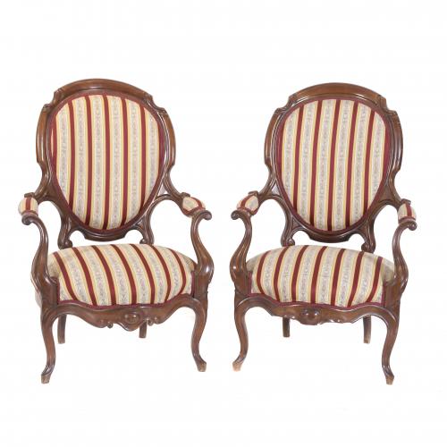 PAIR OF ELIZABETHAN ARMCHAIRS.