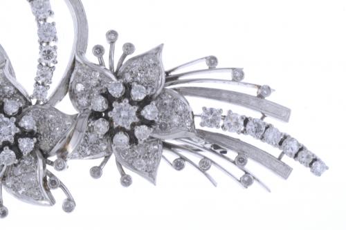 FLORAL BROOCH WITH DIAMONDS, 1970&#39;S.