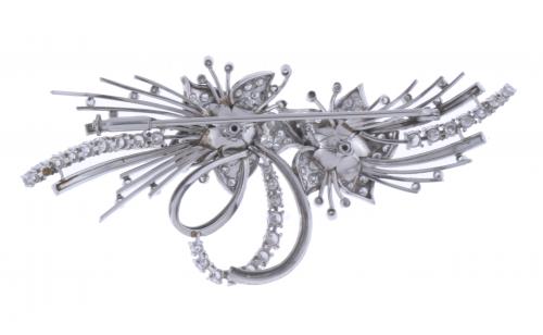 FLORAL BROOCH WITH DIAMONDS, 1970&#39;S.