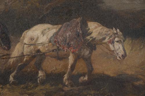 HENRY SCHOUTEN (1857/64-1927).  "HORSES PLOUGHING".