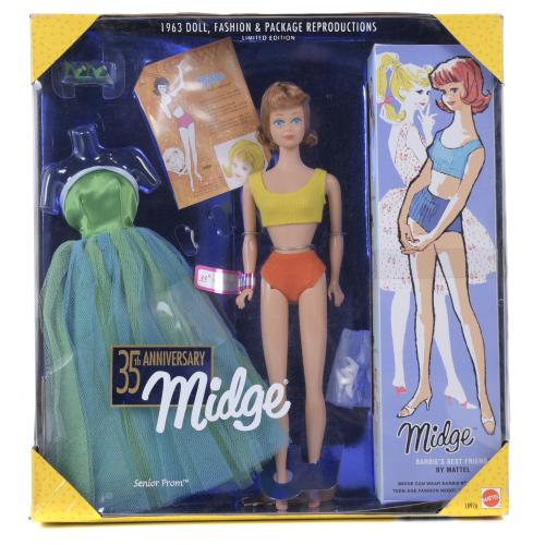 MATTEL. LIMITED EDITION BARBIE DOLL, MODEL "SENIOR PROM MIDGE" FROM THE "BARBIE'S BEST FRIEND" COLLECTION, 1997.