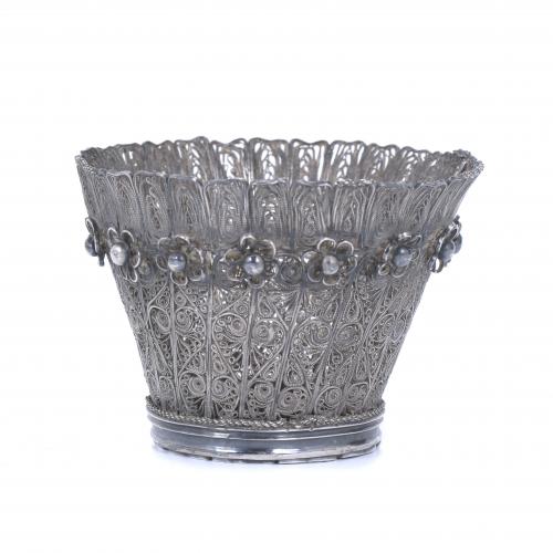 INDO-PORTUGUESE SILVER BOWL, 19TH CENTURY.