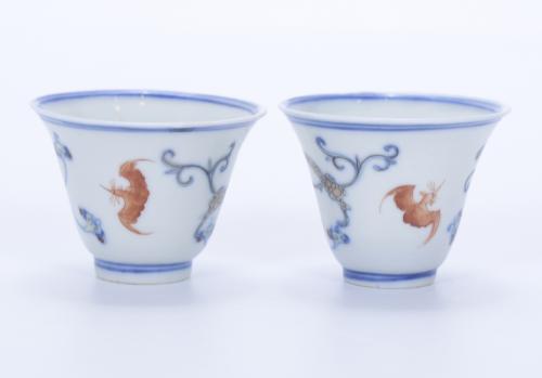 19TH CENTURY CHINESE SCHOOL. PAIR OF CUPS FOR WINE.