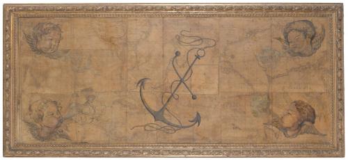 PIERRE LOTTIER - COLLAGE OF THREE NAUTICAL CHARTS. "CARTE REDUITE DU GRAND OCEAN", "MAR DE PLATA" and "CARTE DE LA MER DE DANNEMARK".