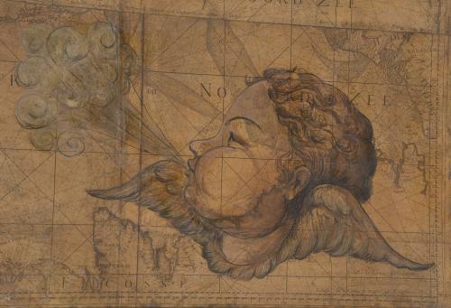 PIERRE LOTTIER - COLLAGE OF THREE NAUTICAL CHARTS. "CARTE R