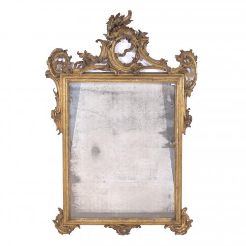 ROCOCO STYLE WALL MIRROR, MID 19TH CENTURY.