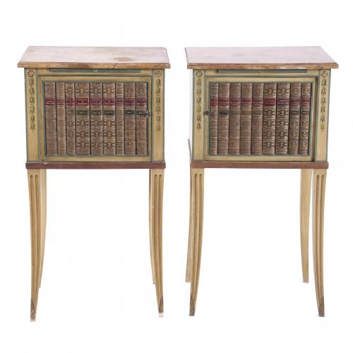 PAIR OF DIRECTORY STYLE SIDE TABLES, 20TH CENTURY.