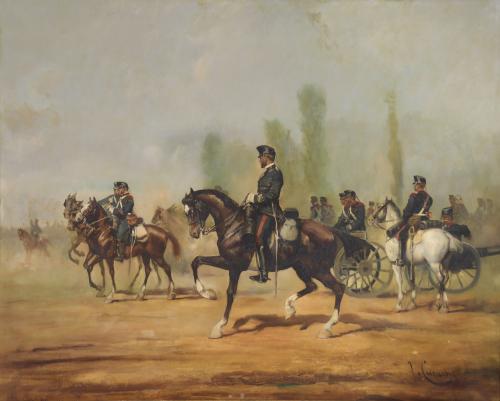 EARLY 20TH CENTURY CATALAN SCHOOL. "MILITARY SCENE".