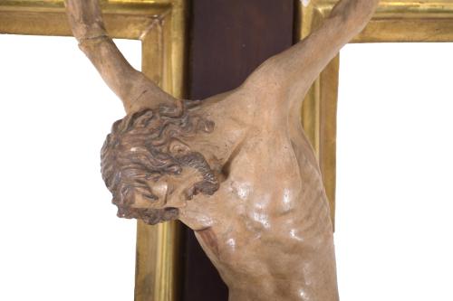 END OF 19TH CENTURY SPANISH SCHOOL. LARGE CRUCIFIED CHRIST.