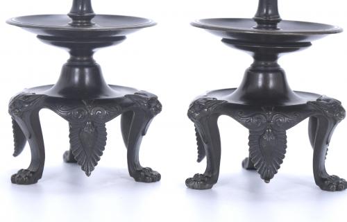 PAIR OF RESTORATION STYLE CANDLESTICKS, EARLY 20TH CENTURY.