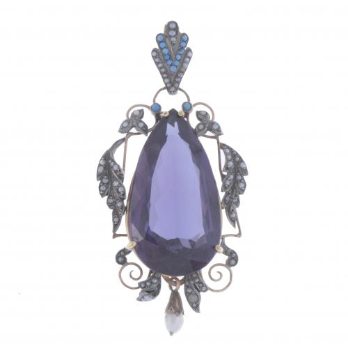 ALPHONSINE PENDANT WITH LARGE AMETHYST.