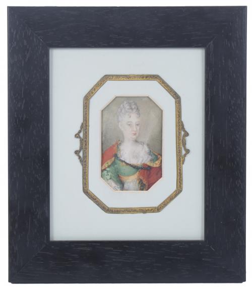 18TH CENTURY FRENCH SCHOOL. MINIATURE OF A NOBLEWOMAN.