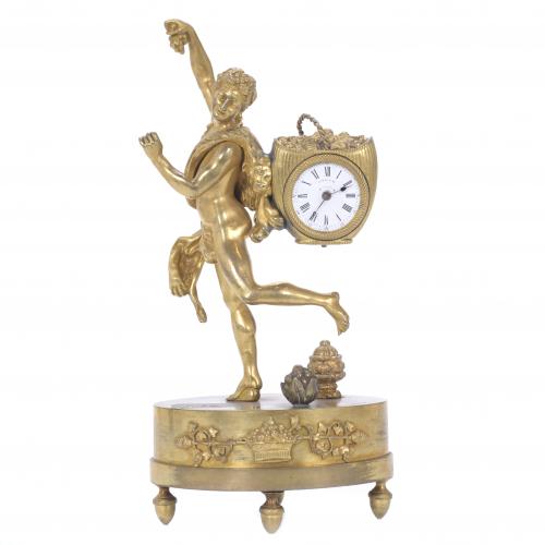 EMPIRE STYLE TABLE CLOCK, LATE 19TH CENTURY.