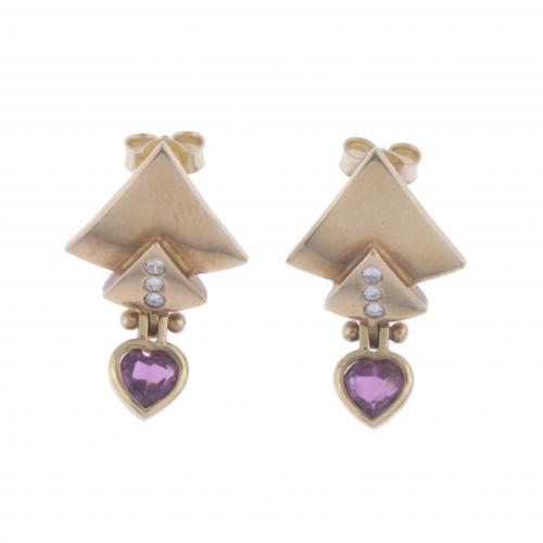 VASARI STYLE EARRINGS WITH AMETHYSTS.