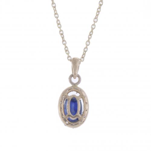 SAPPHIRE AND DIAMONDS PENDANT.