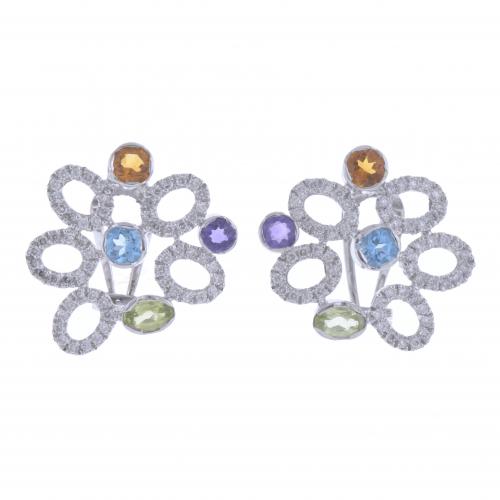 ALEN DIONE. EARRINGS WITH DIAMONDS AND GEMSTONES.