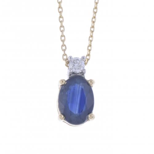 PENDANT WITH SAPPHIRE AND DIAMOND.