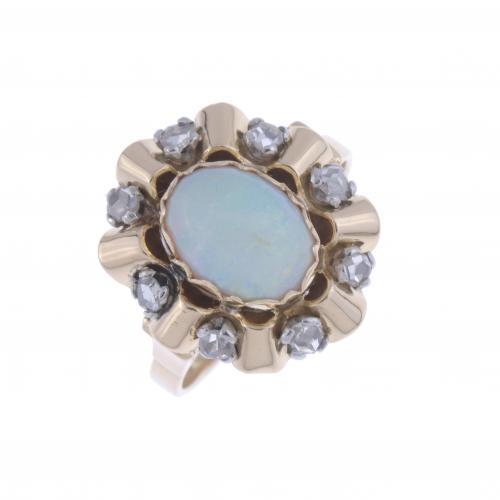 OPAL AND DIAMONDS RING.