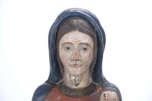 15TH CENTURY CATALAN SCHOOL. GOTHIC CARVING OF MADONNA AND 