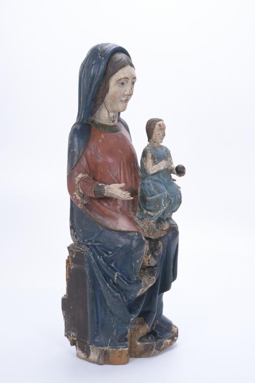 15TH CENTURY CATALAN SCHOOL. GOTHIC CARVING OF MADONNA AND 