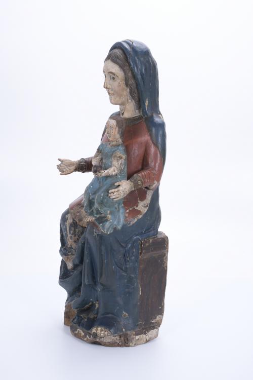 15TH CENTURY CATALAN SCHOOL. GOTHIC CARVING OF MADONNA AND 