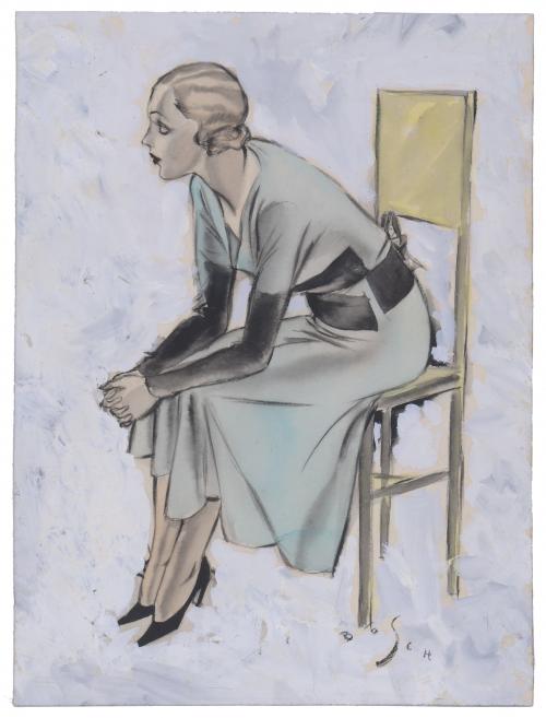 FERNANDO BOSCH TORTAJADA (1908-1987). "WOMAN SITTING IN PROFILE".