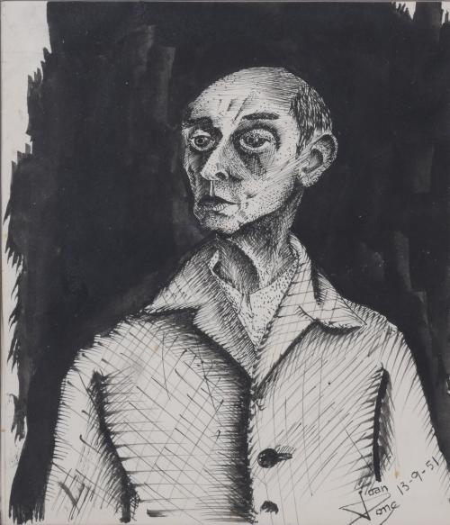 JOAN PONÇ I BONET (1927-1984). ILLUSTRATION FOR THE HOT CLUB BARCELONA "PORTRAIT OF SCHOENBERG", 1951.